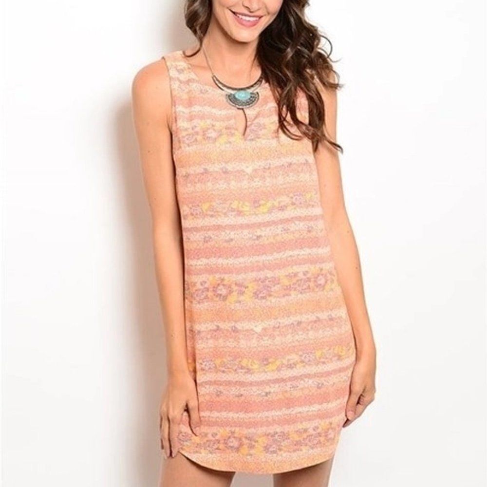 *Clearance* Pink Peach Print Dress